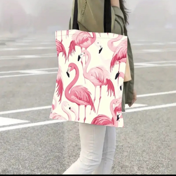 New! Flamingo Canvas Tote – Lightweight & Stylish - Picture 3 of 6